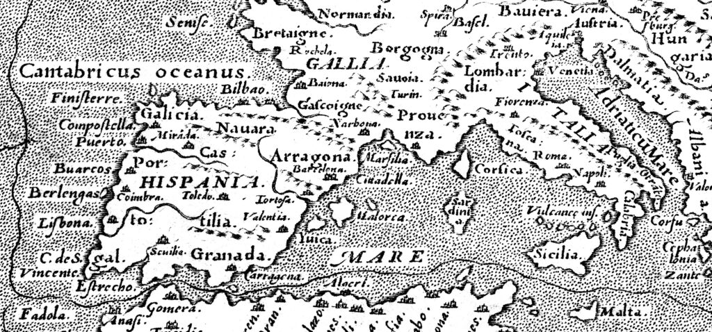 Map of Spain, France, and Italy.
From Giovanni Botero, Le relationi vniuersali ... (1618).