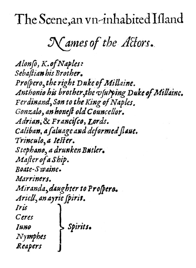 Names of the Actors printed at the end of the play in the First Folio